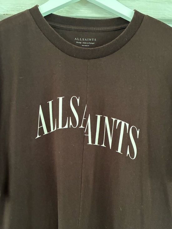 All Saints Other - All Saints Brown Crewneck Logo Tee